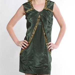 Dark green gold tribal dashiki beaded dress gown